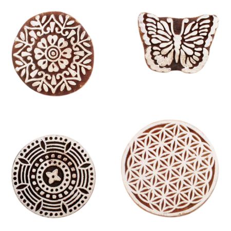 Set of 4 Piece New Mix Wooden Printing Block